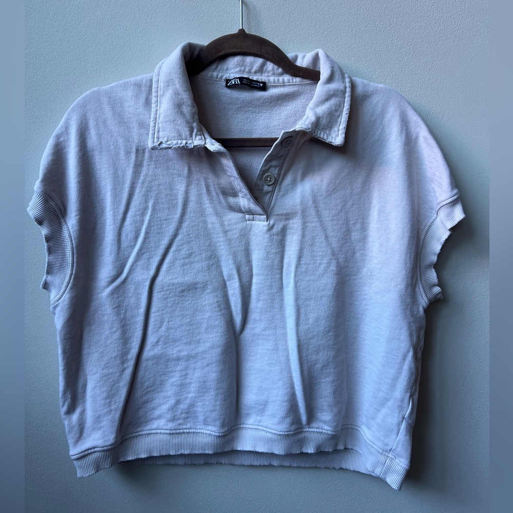 Distressed Cropped Polo